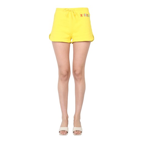 moschino multicolor logo shorts