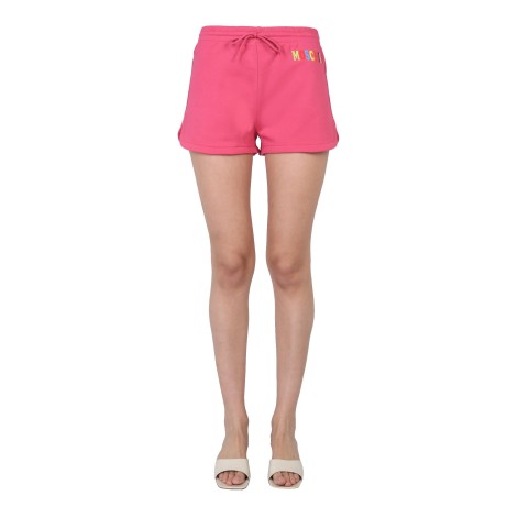 moschino multicolor logo shorts