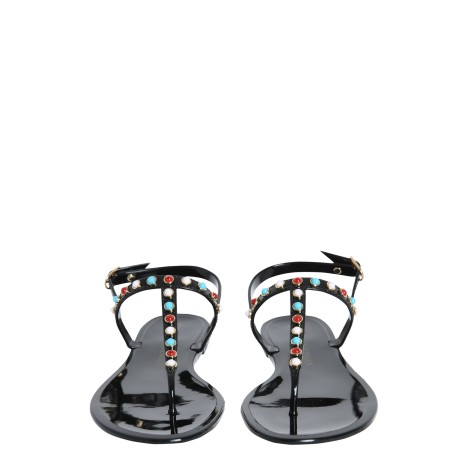 stuart weitzman jelly t strap charm sandals