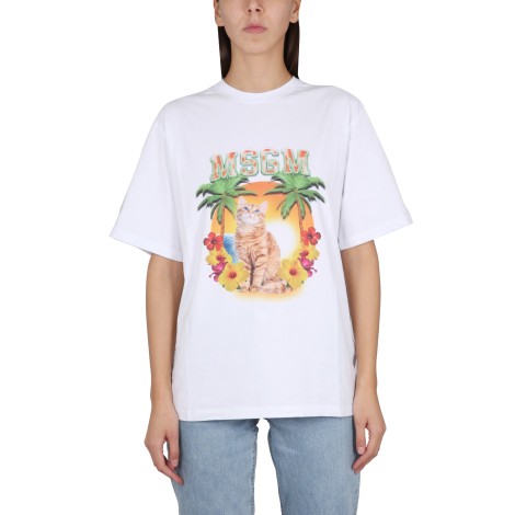 msgm logo print t-shirt