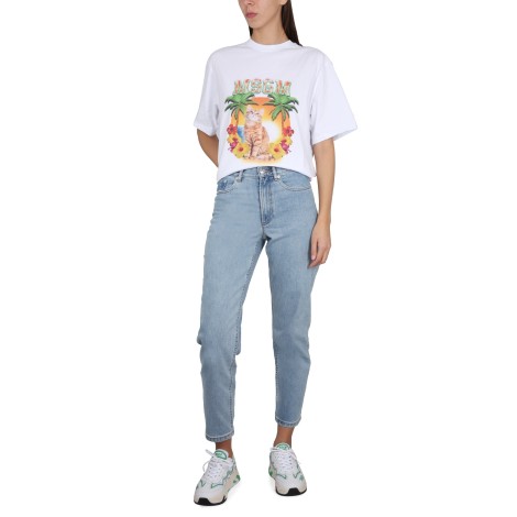 msgm logo print t-shirt