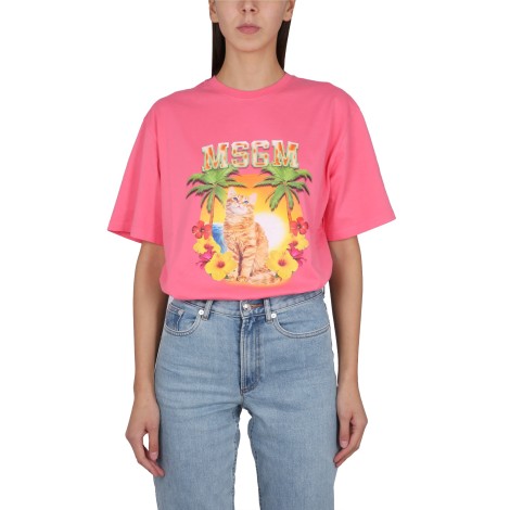 msgm logo print t-shirt