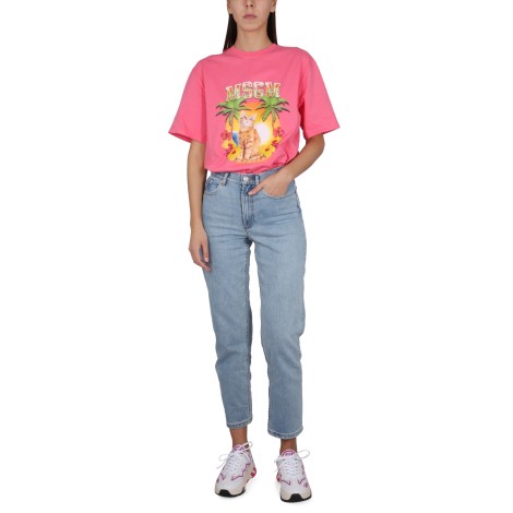 msgm logo print t-shirt