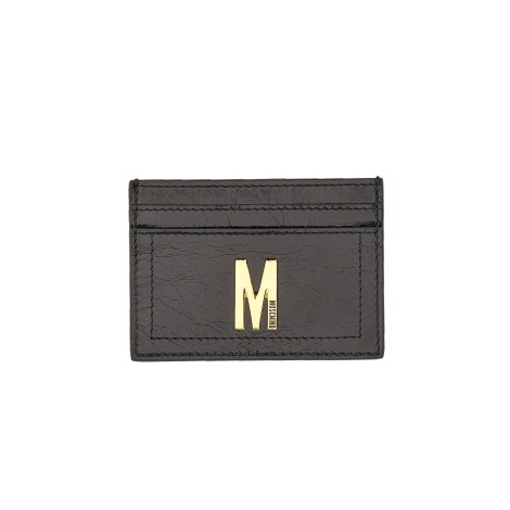 moschino card holder with gold plaque