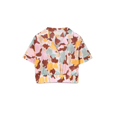 palm angels cropped shirt aop camu