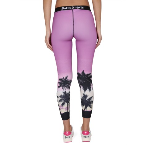 palm angels palm sunset print leggings