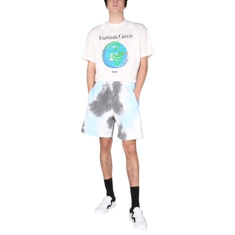 msgm tie dye pattern bermuda 