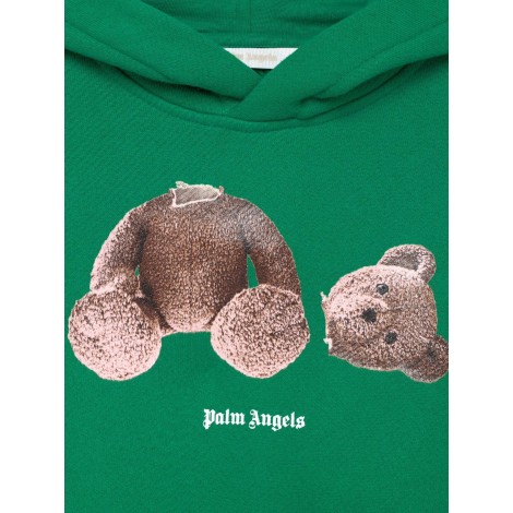 palm angels felpa con cappuccio e stampa bear