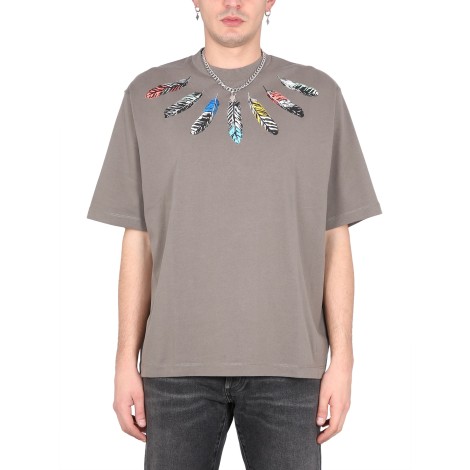 marcelo burlon county of milan t-shirt collar feathers