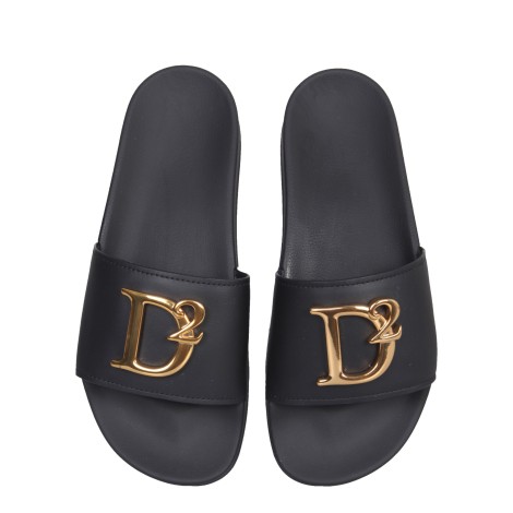 dsquared leather slide sandals