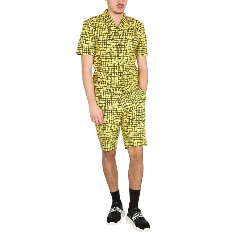 moschino warped grid shirt