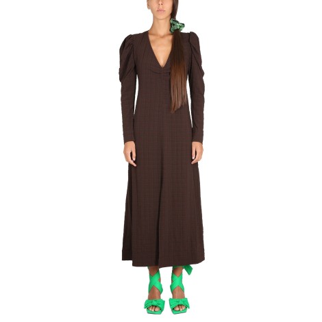 ganni seersucker maxi dress