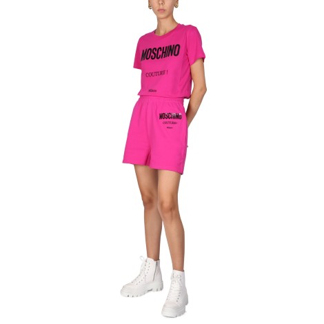 moschino shorts with vinyl logo