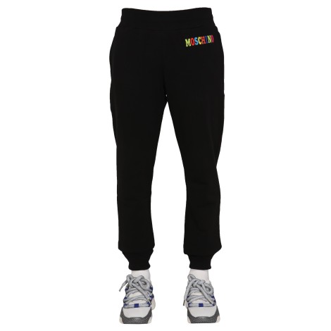 moschino multicolor logo jogging pants 