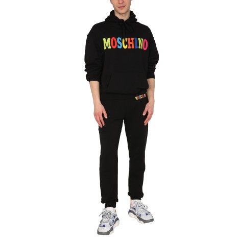 moschino multicolor logo jogging pants 