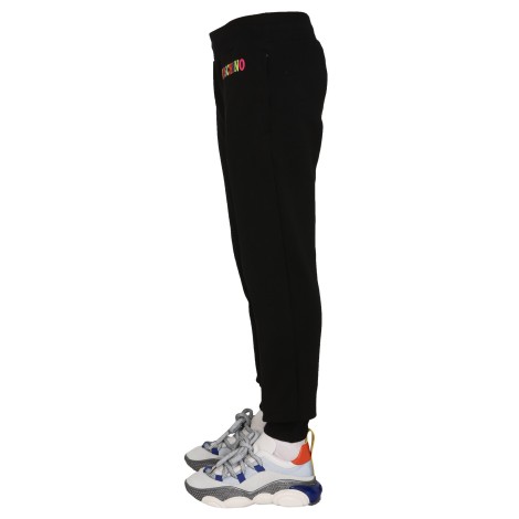 moschino multicolor logo jogging pants 