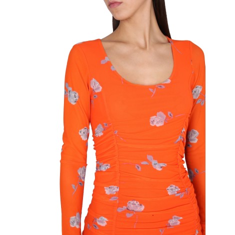 ganni flower print dress