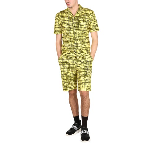 moschino warped grid shirt