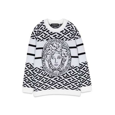 versace greca jacquard crew neck pullover