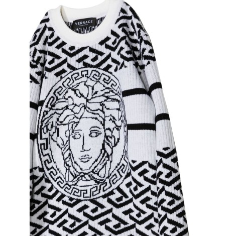 versace greca jacquard crew neck pullover