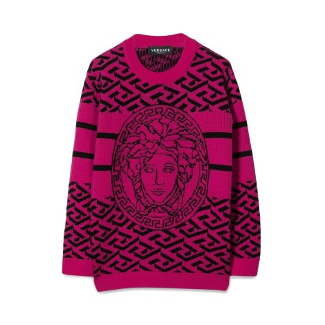 versace greca jacquard crew neck pullover