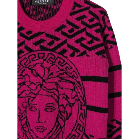 versace greca jacquard crew neck pullover