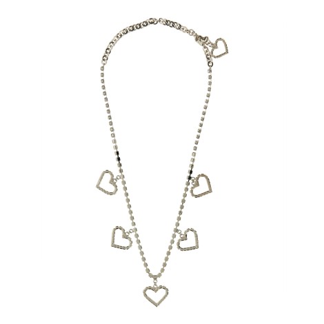 alessandra rich crystal necklace with heart pendants