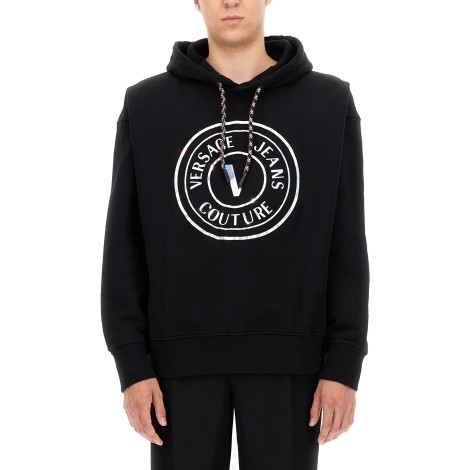 versace jeans couture sweatshirt with laminated logo