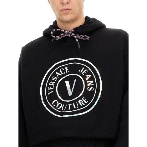 versace jeans couture sweatshirt with laminated logo