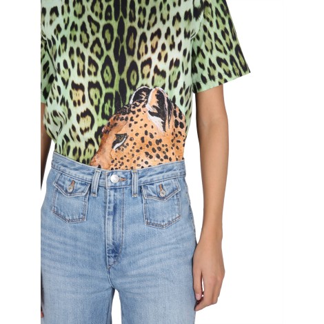 roberto cavalli jaguar print t-shirt