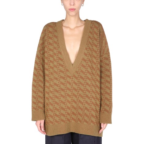 jejia v-neck jacquard sweater