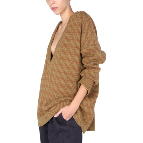 jejia v-neck jacquard sweater