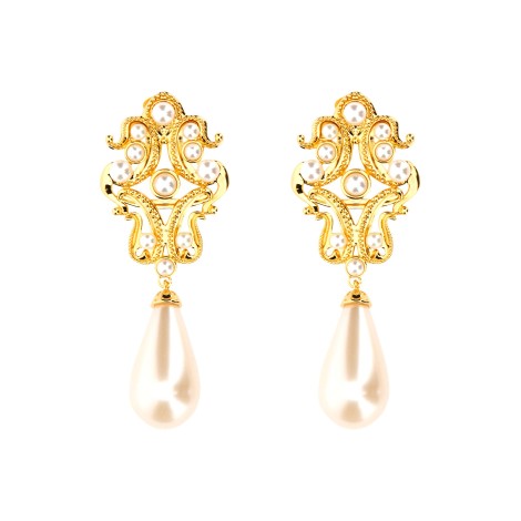 moschino gold heart clip earrings