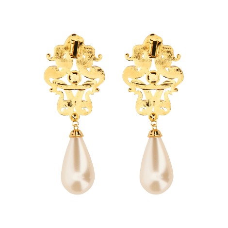 moschino gold heart clip earrings