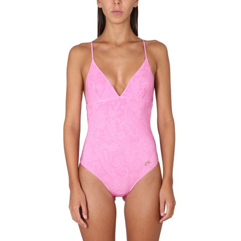 etro one piece swimsuit with logo