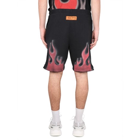 heron preston bermuda shorts with flames print