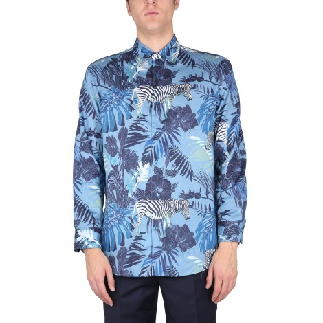 etro foliage and zebra print shirt