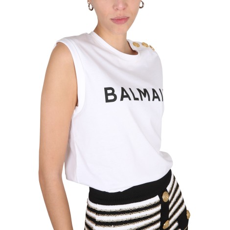 balmain logo print t-shirt