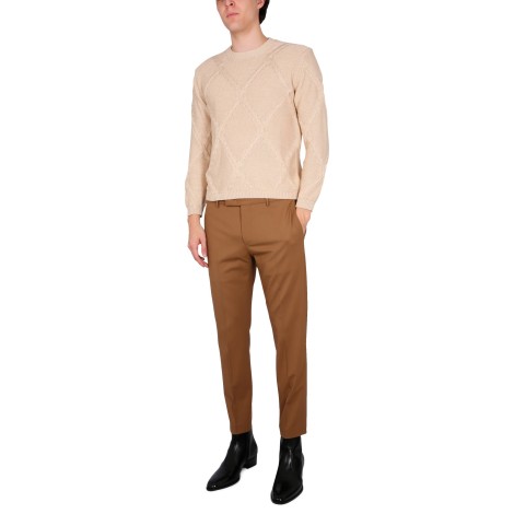 ballantyne cotton cable stitch crew neck sweater