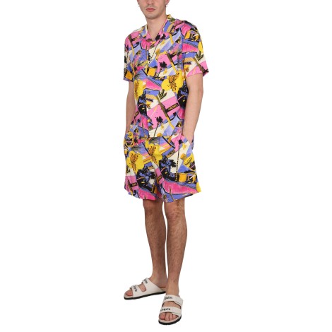 palm angels bowling style shirt with miami mix print