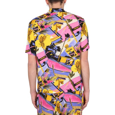 palm angels bowling style shirt with miami mix print