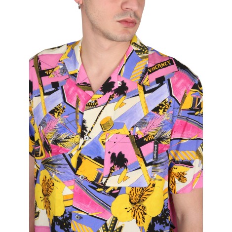 palm angels bowling style shirt with miami mix print