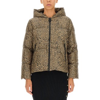 michael by michael kors down jacket with animal print