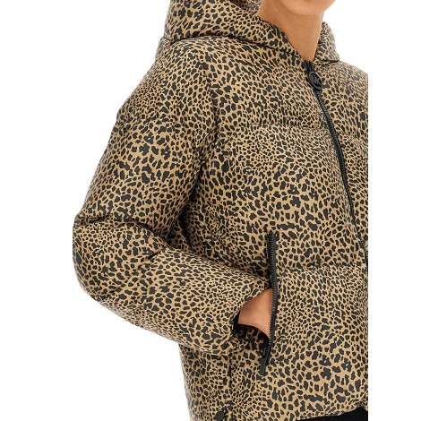 michael by michael kors down jacket with animal print