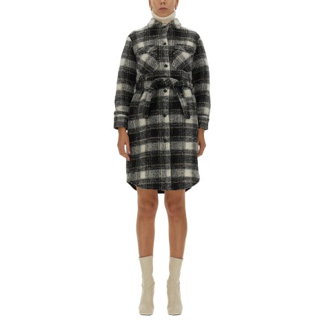 woolrich check print coat