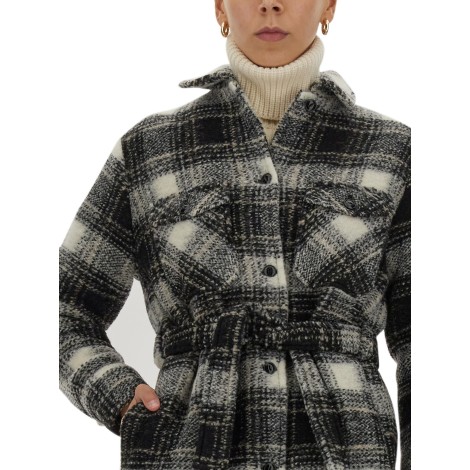 woolrich check print coat