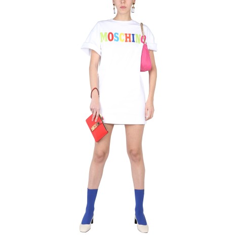 moschino multicolor logo dress