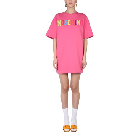 moschino flocked logo dress