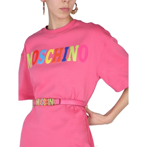 moschino flocked logo dress