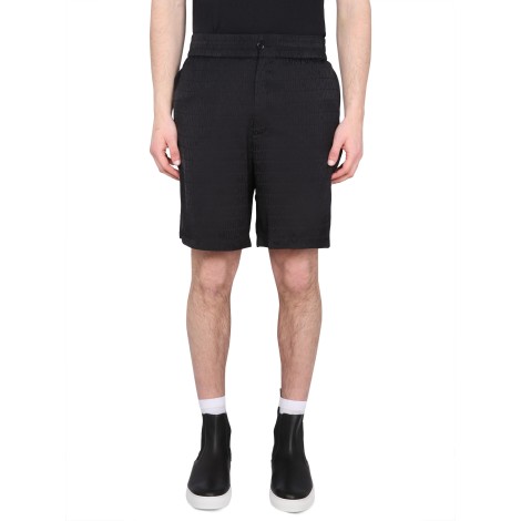 moschino viscose satin logo shorts